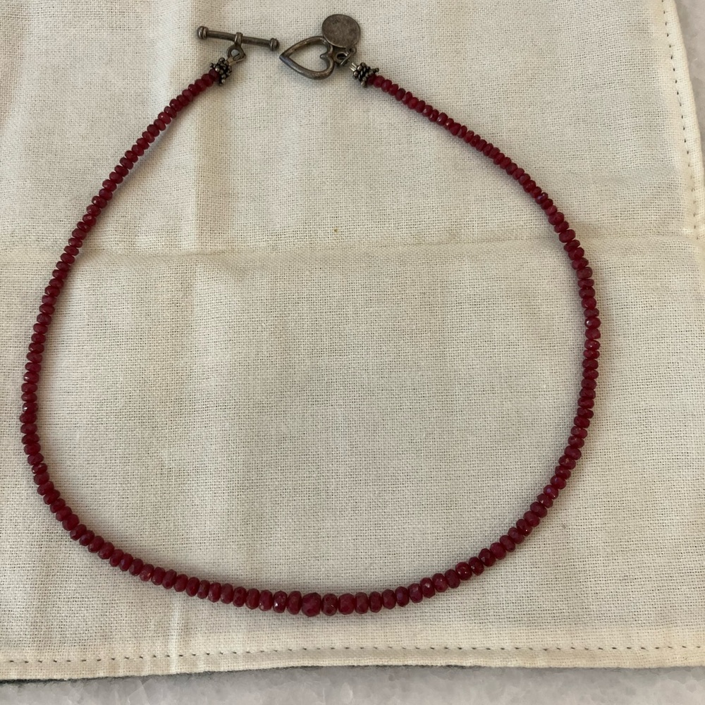 Dark pink crystal necklace
